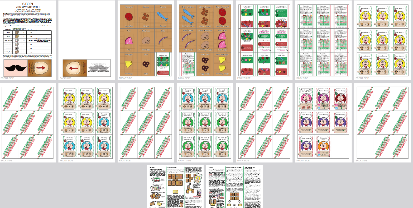 Pizza Roles:  Print-and-Play Version